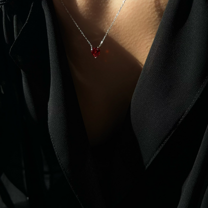 Red Silver heart necklace