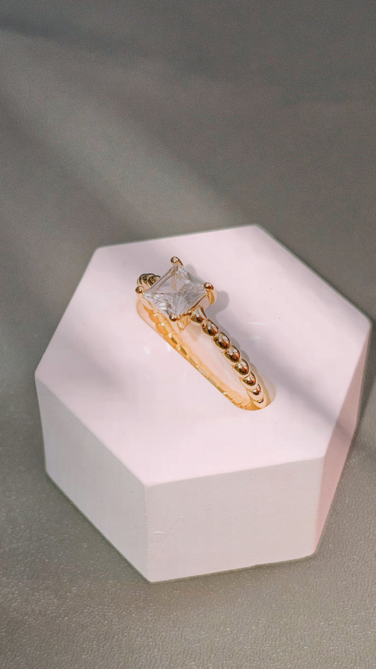 Gold-Plated Ring with Square Stone