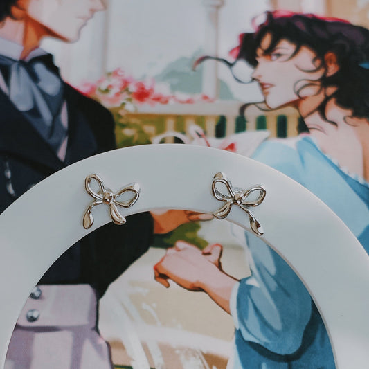 Bow-Shaped Silver Stud Earrings